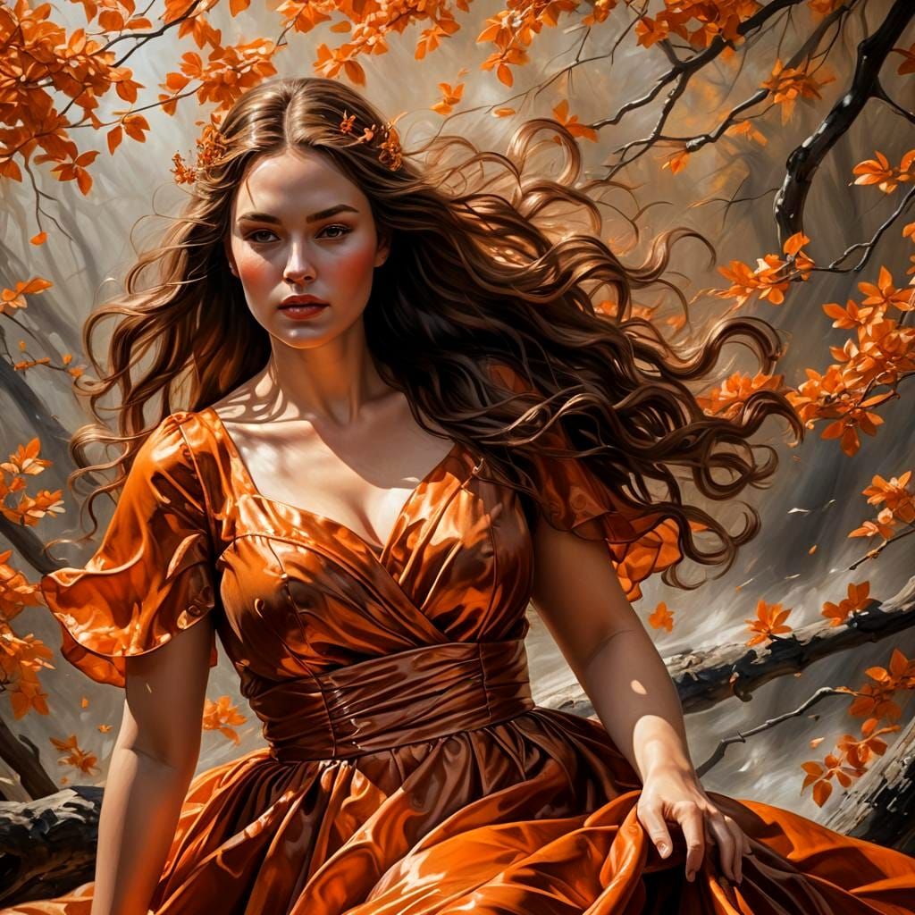 Beautiful Woman in Dark Fantasy Oil Painting