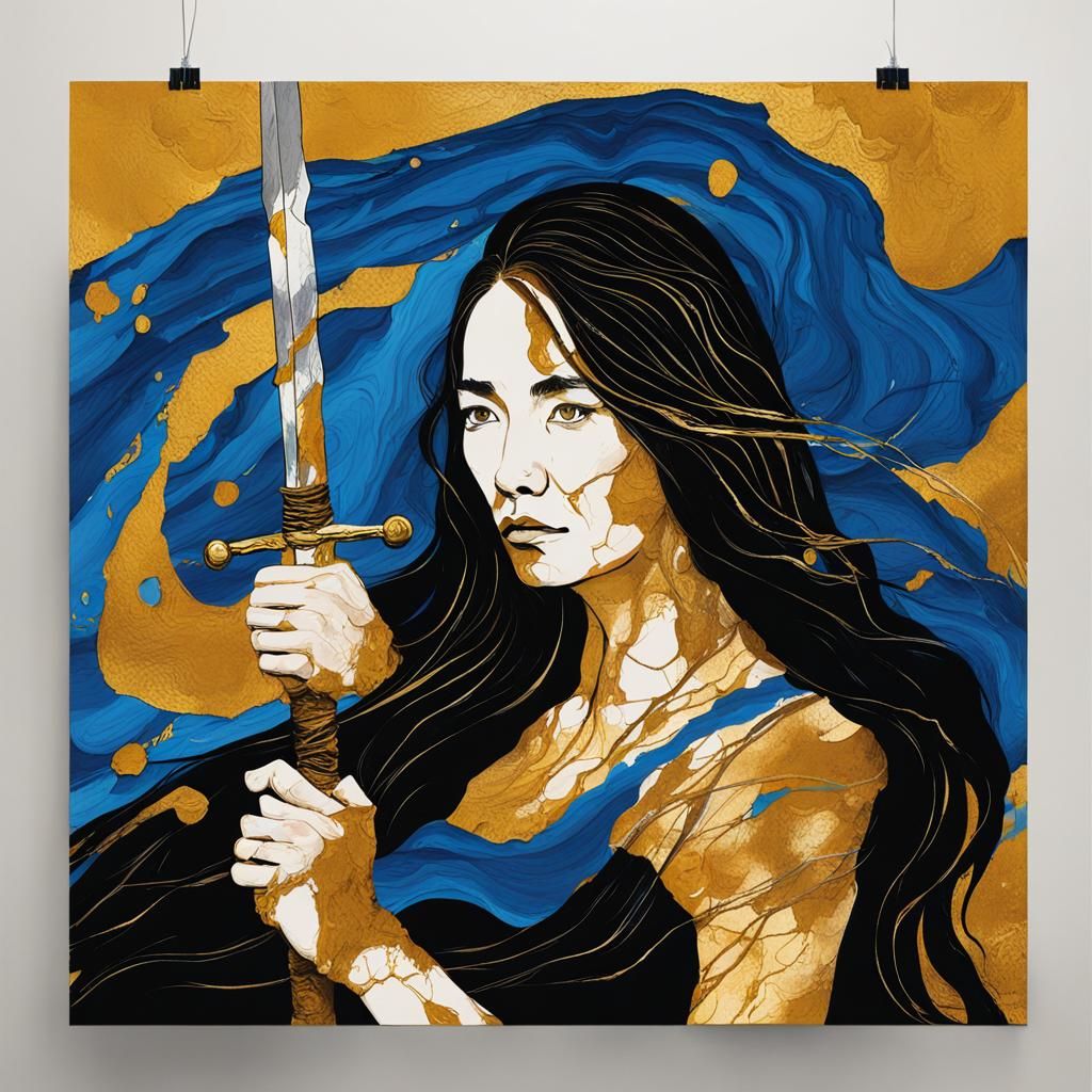 Lyrical abstraction portrait of a woman with long hair like ...