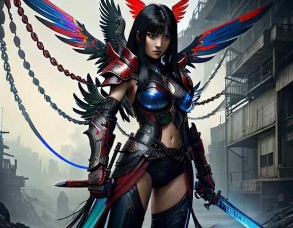 Dystopian Surrealism: Armored Warrior with Sword