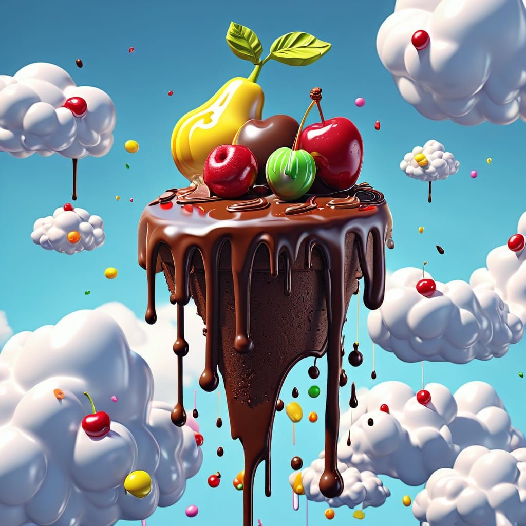 Chocolate Rain in a Whimsical Candyland Art Style