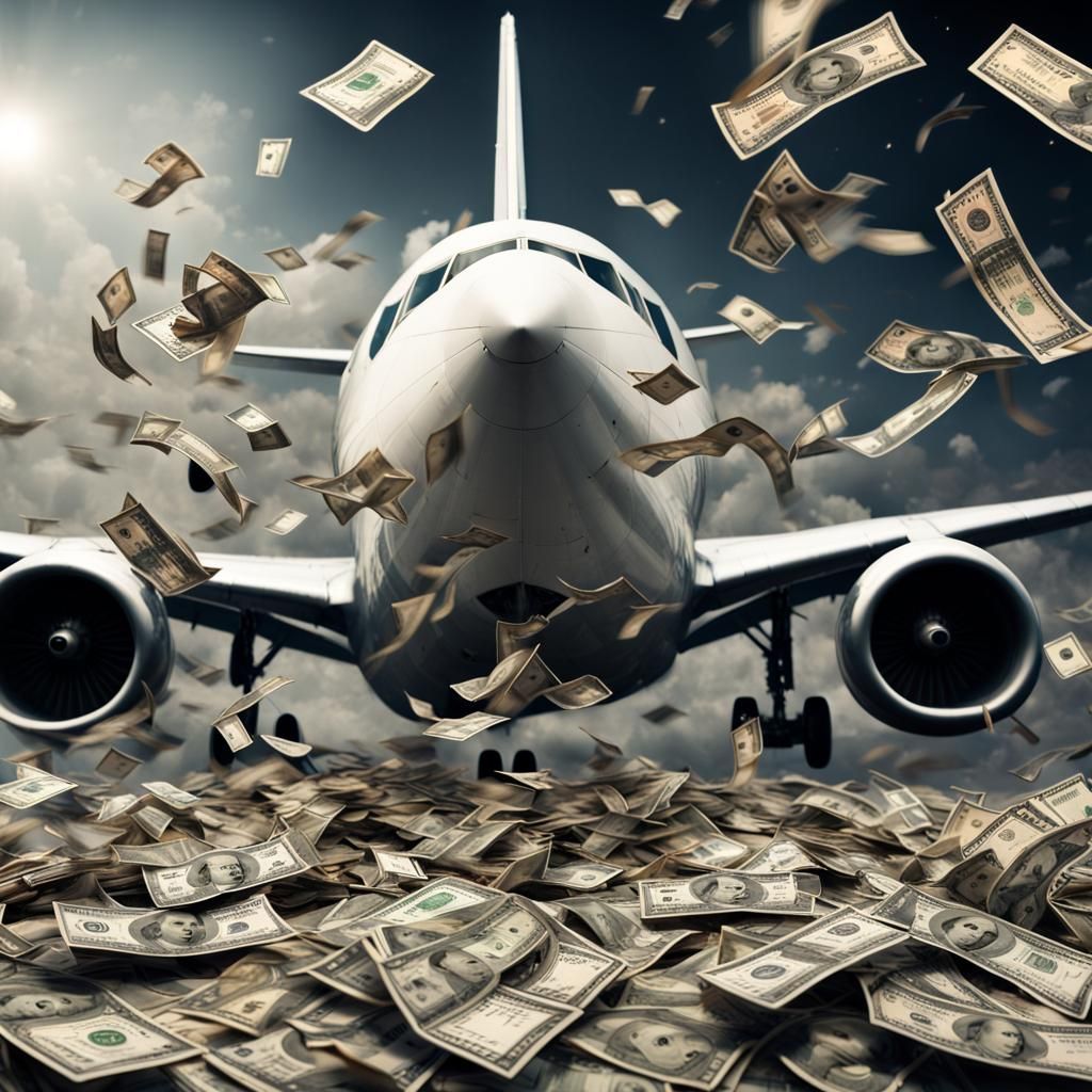 Money Falling from Plane Launching into Space