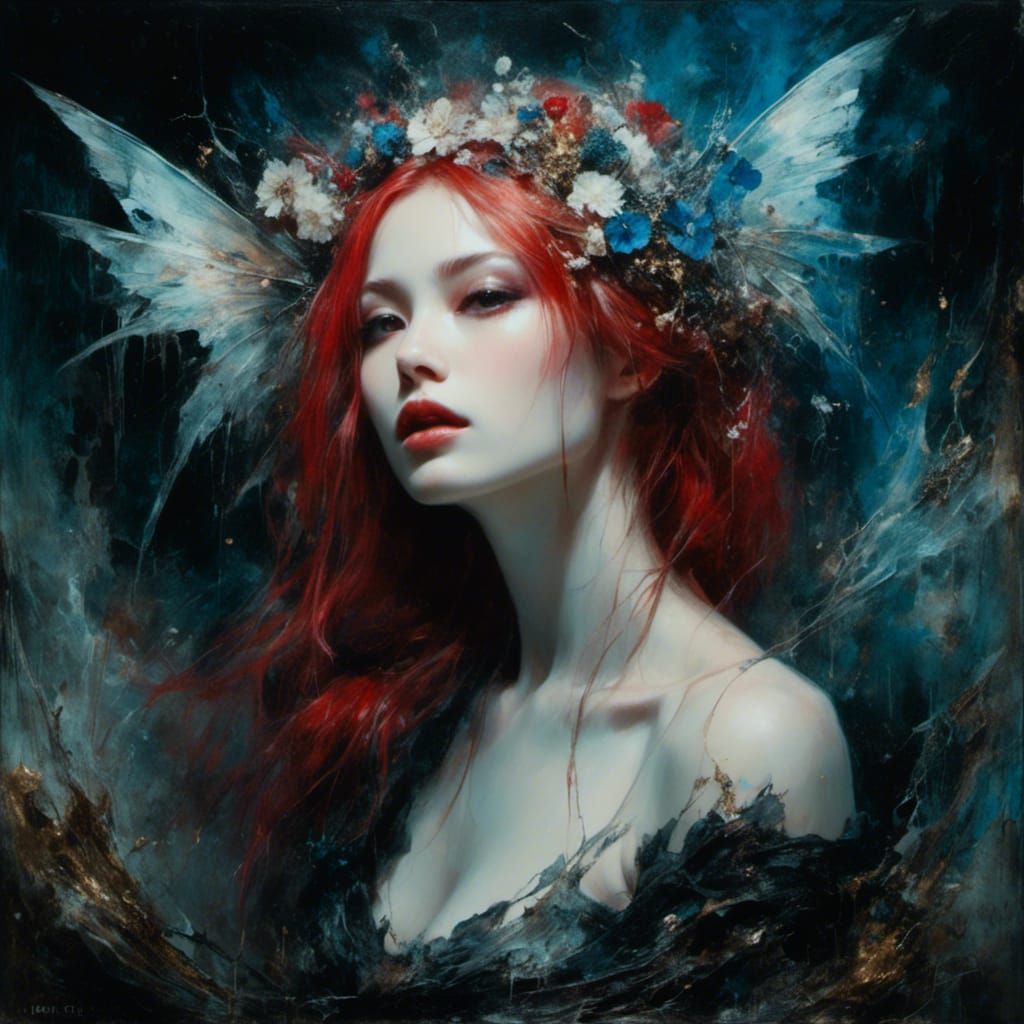 Ethereal Fairy Portrait in Gothic Macabre Style