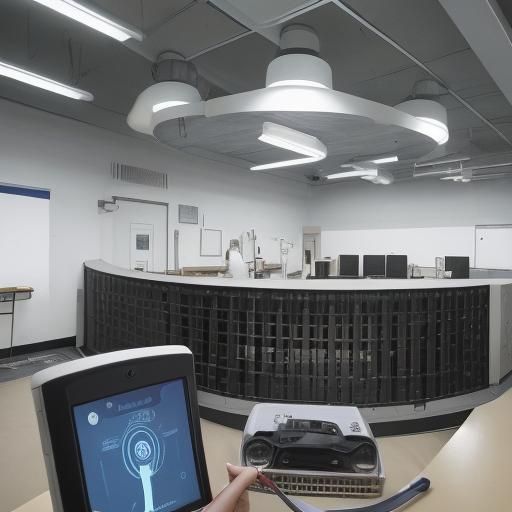 1984; break room of the police state; panopticon at Company water cooler doubles as surveillance system; fingerprint sca...