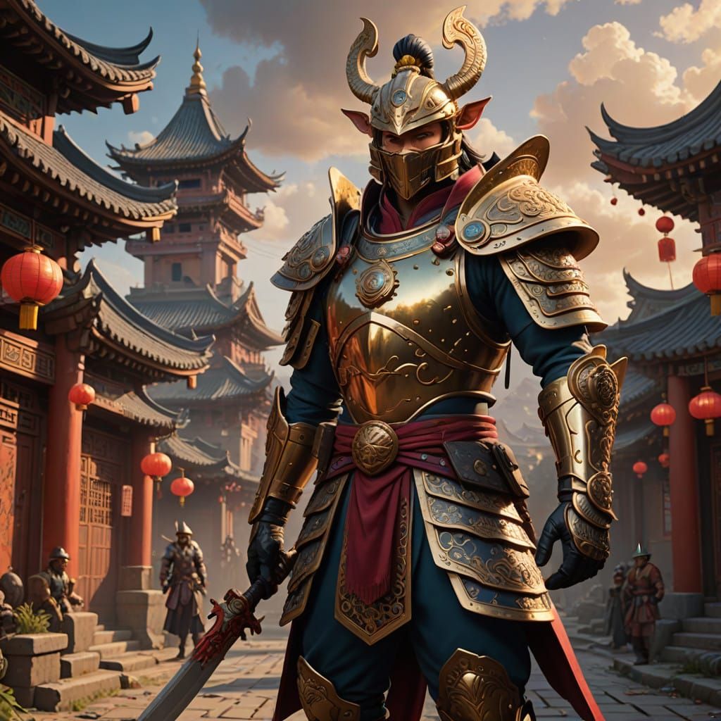 Elegant Asian Heroes Amidst Traditional Chinese Villages in....