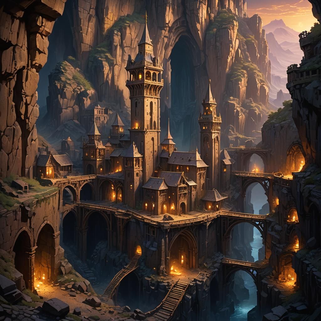 Abandoned Gold Mine in Dark Fantasy Style