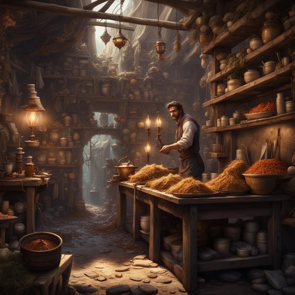 Detailed Matte Painting of a Worker Supporting Family
