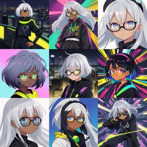 African American Teenage Girl in Chic Anime Style