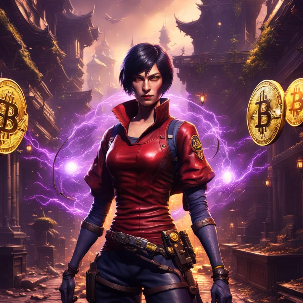 Ada Wong as Bitcoin Fighter: Dark Fantasy Art