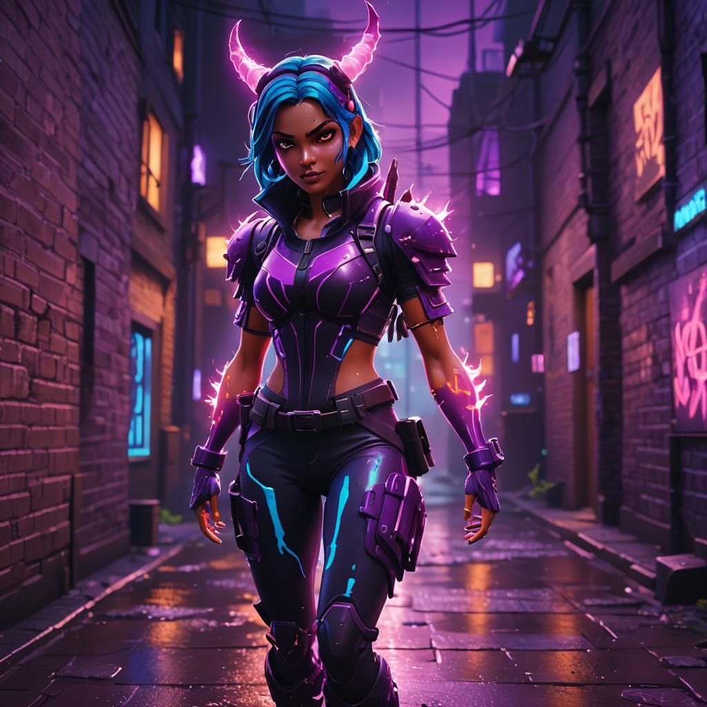 Demon Fortnite Girl Skin in Pixar Style