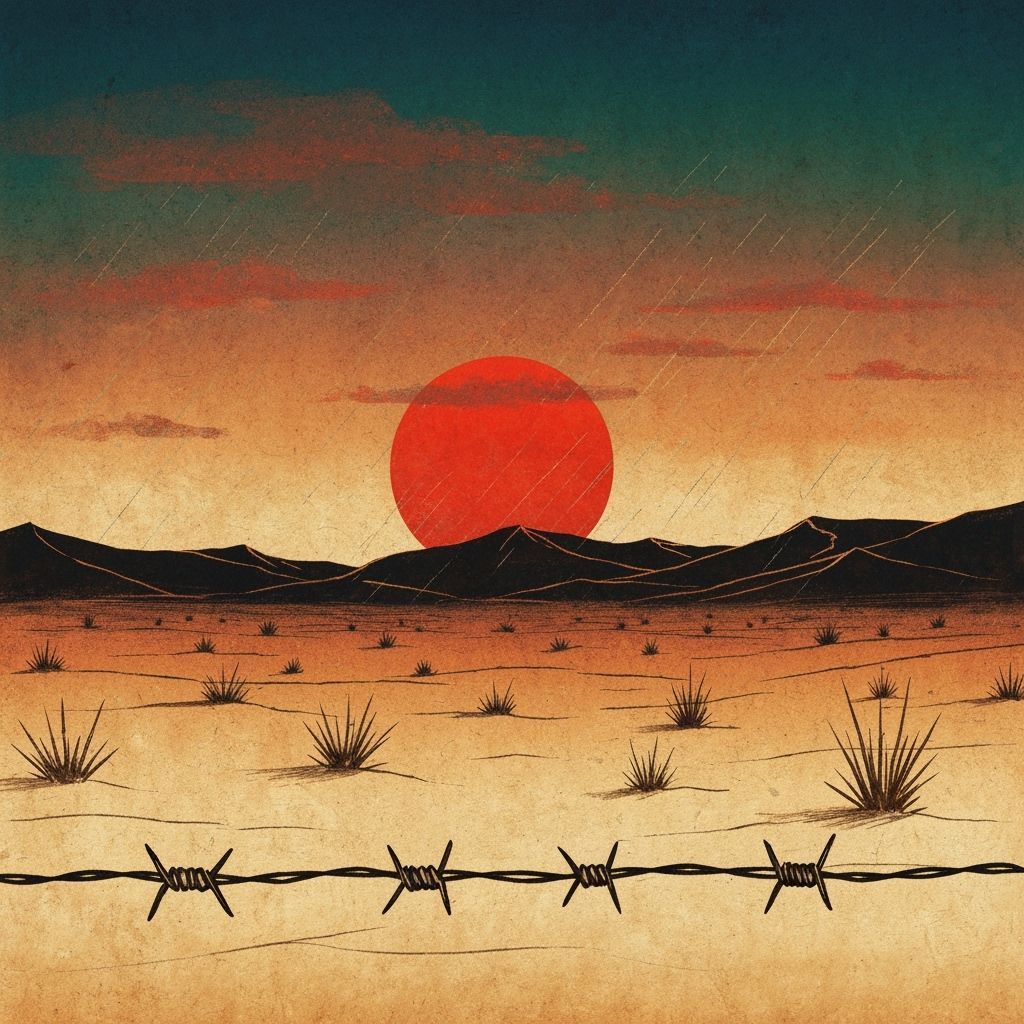 Abstract Desert Landscape in Pointillism Style