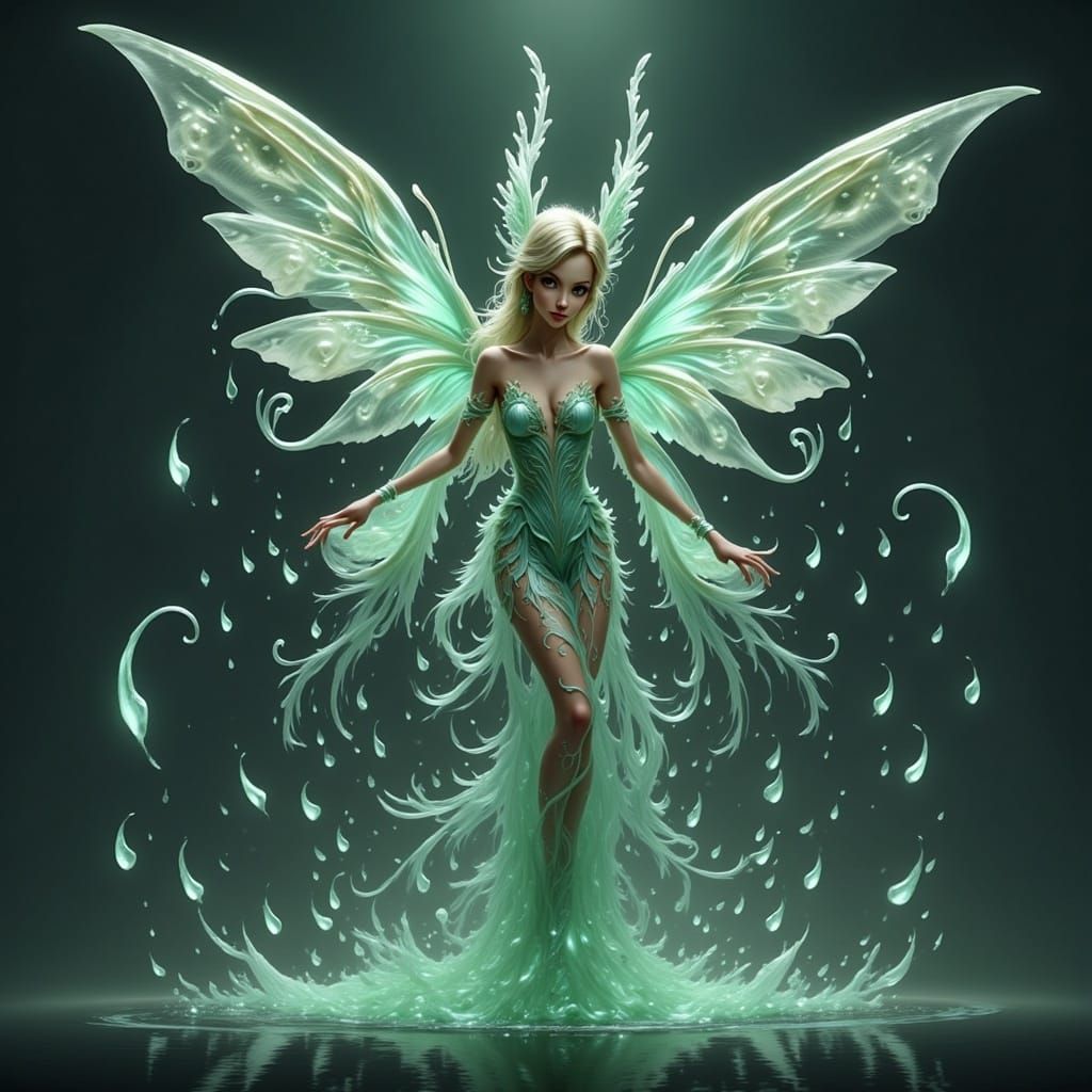 Ethereal Water Droplet Fairy Digital Art