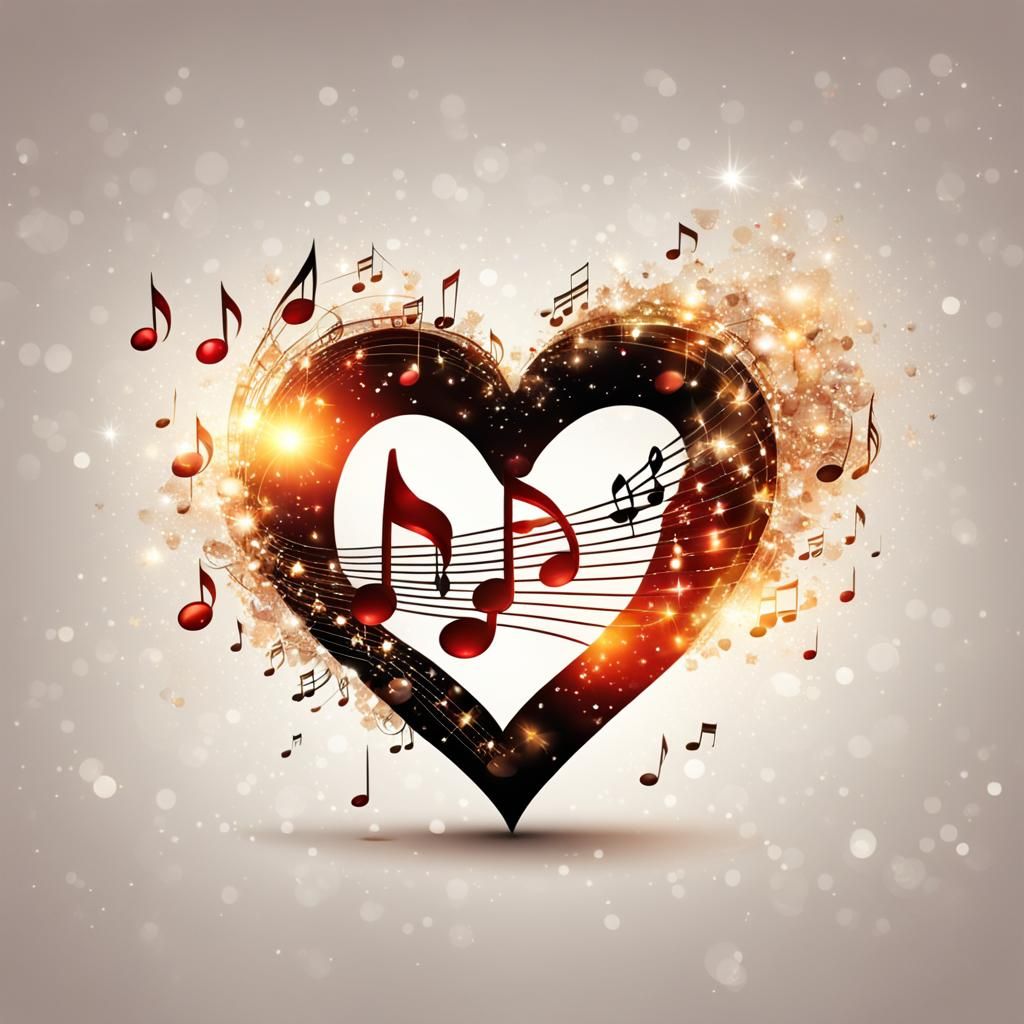 Magical Heart Filled with Musical Notes