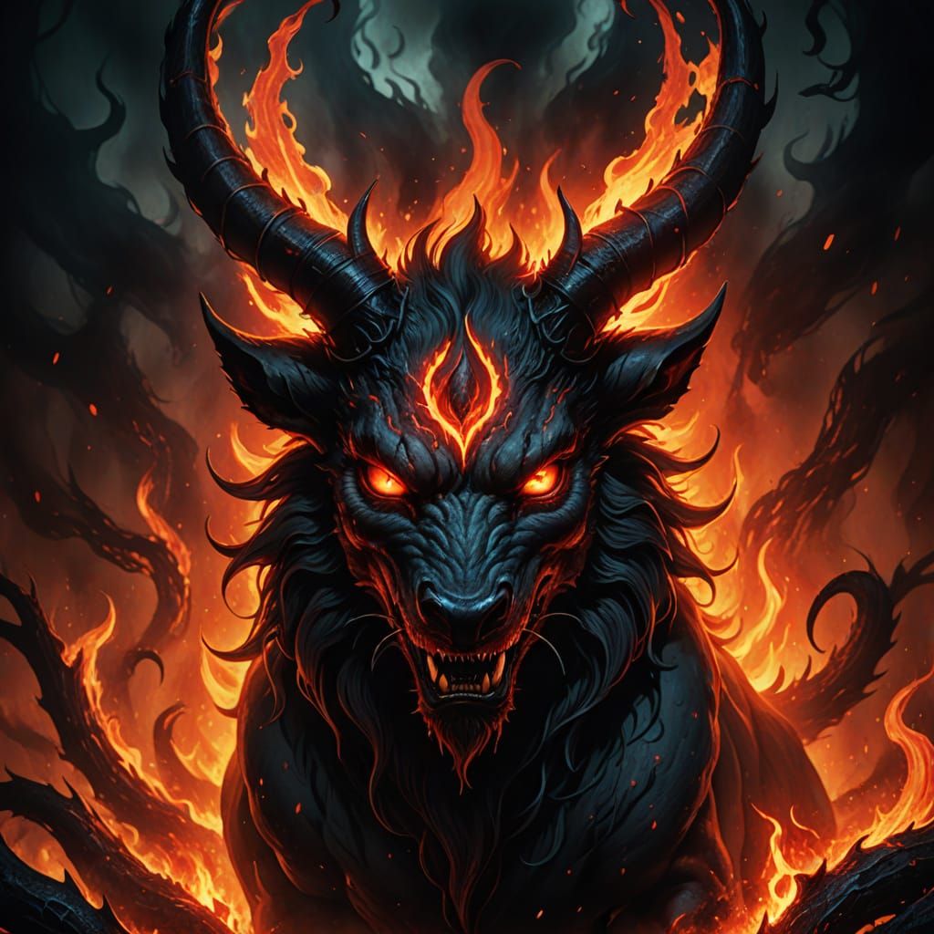 Evil Demon's Glowing Eyes in Dark Fantasy Art