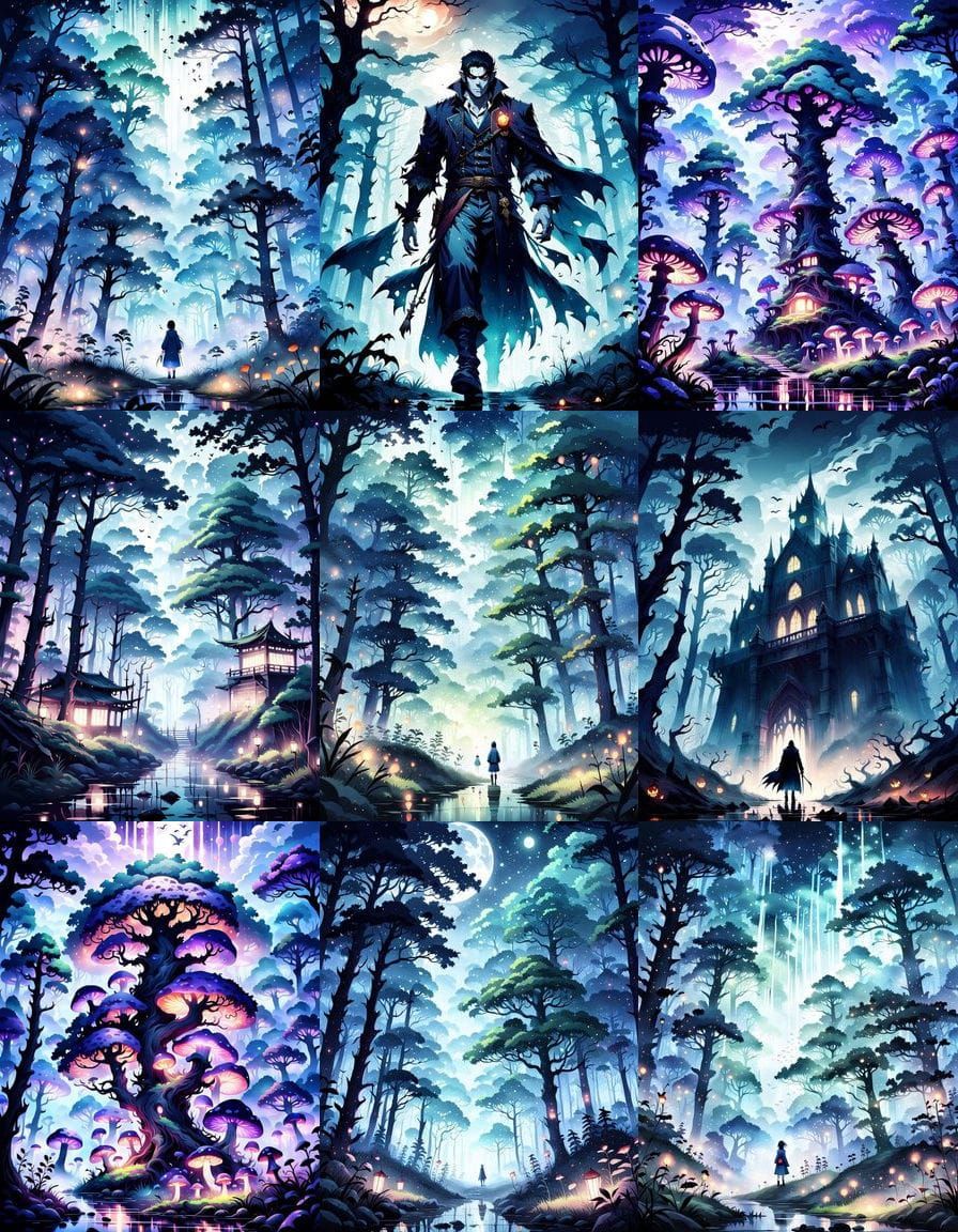 Misty Vampiric Forest in Anime Style