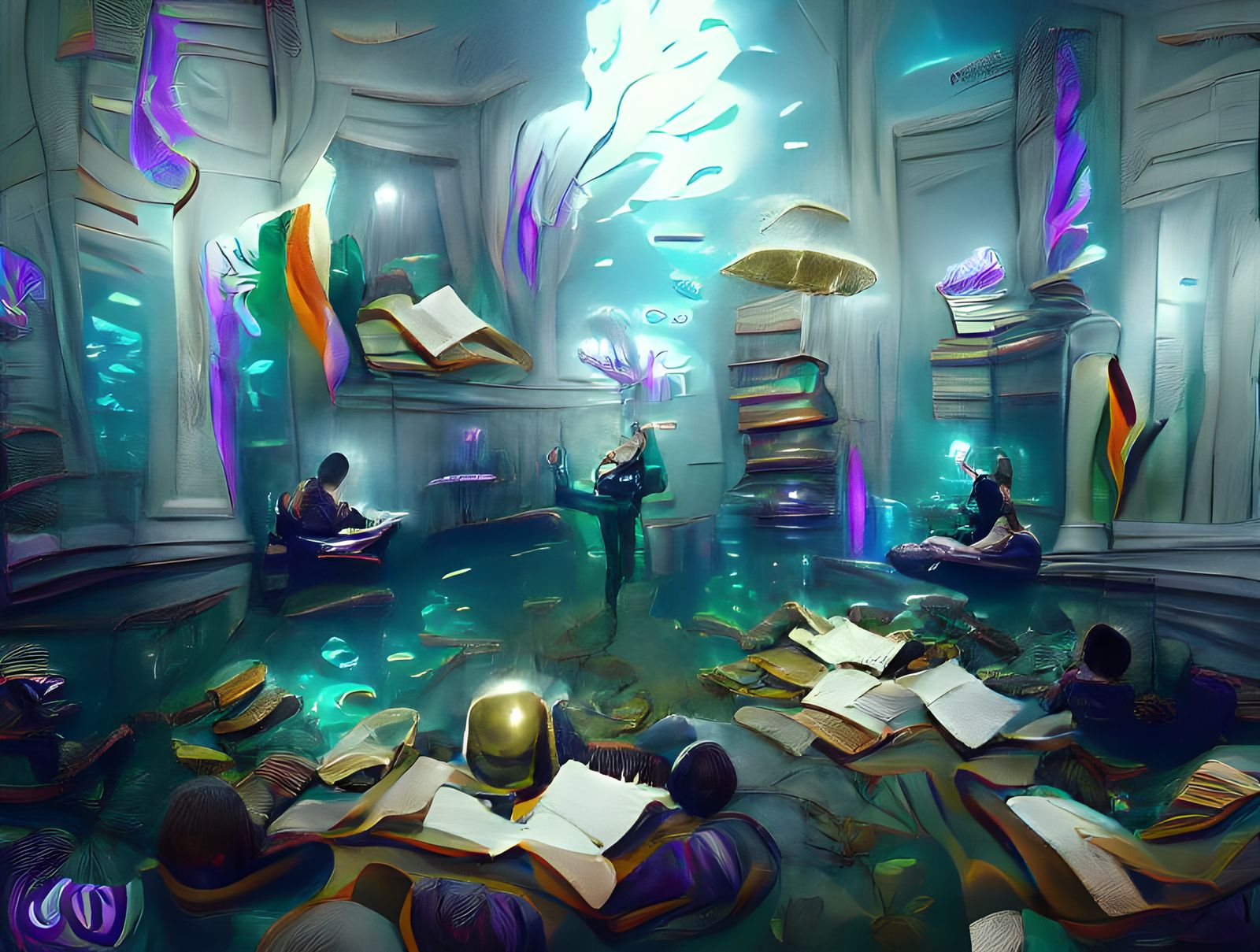 Underwater Reading Room: Iridescent Concept Art
