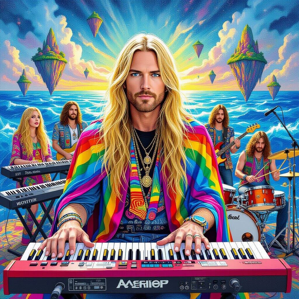 Progressive Rock Keyboardist in Colored Pencil