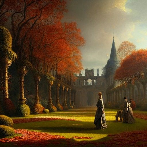 Autumn Royal Garden: Detailed Matte Painting