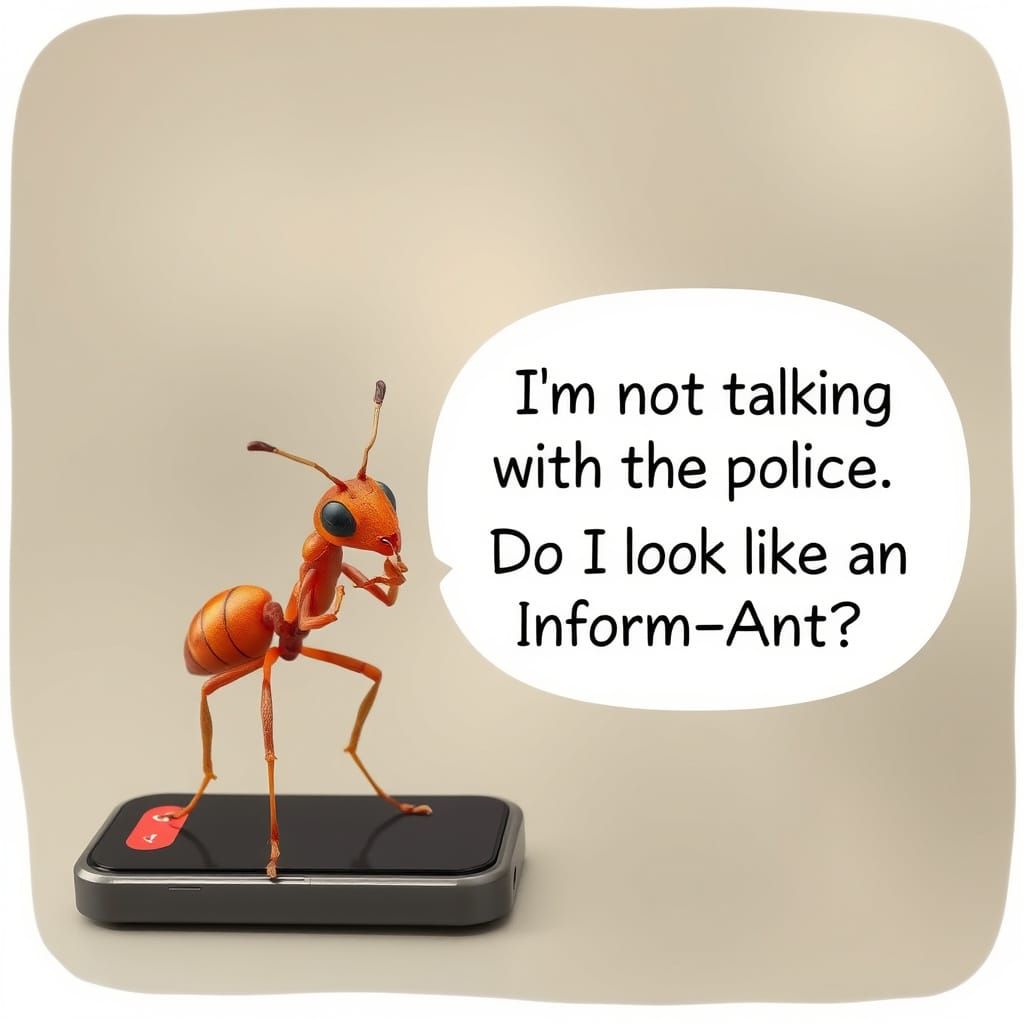 An Ant on a Cellphone Making a Witty Call