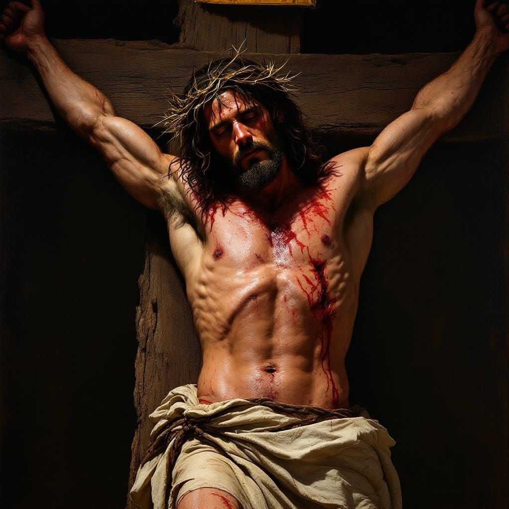 Crucified Jesus in Bloody Agony, Crown of Thorns