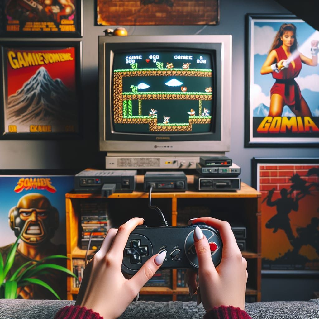 Cozy Gaming Room with Retro Console