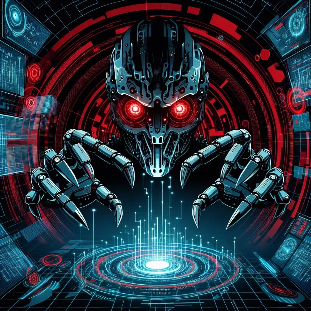 Sinister AI Entity in Technological Room