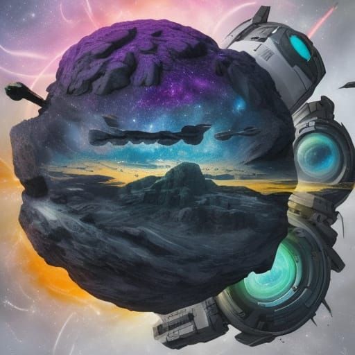 Lego Astronauts Pilot Shuttle Through Vibrant Space