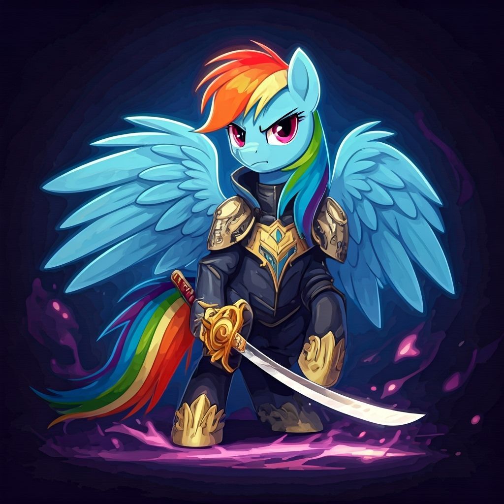 Rainbow Dash Wind Mage Knight in Anime Style
