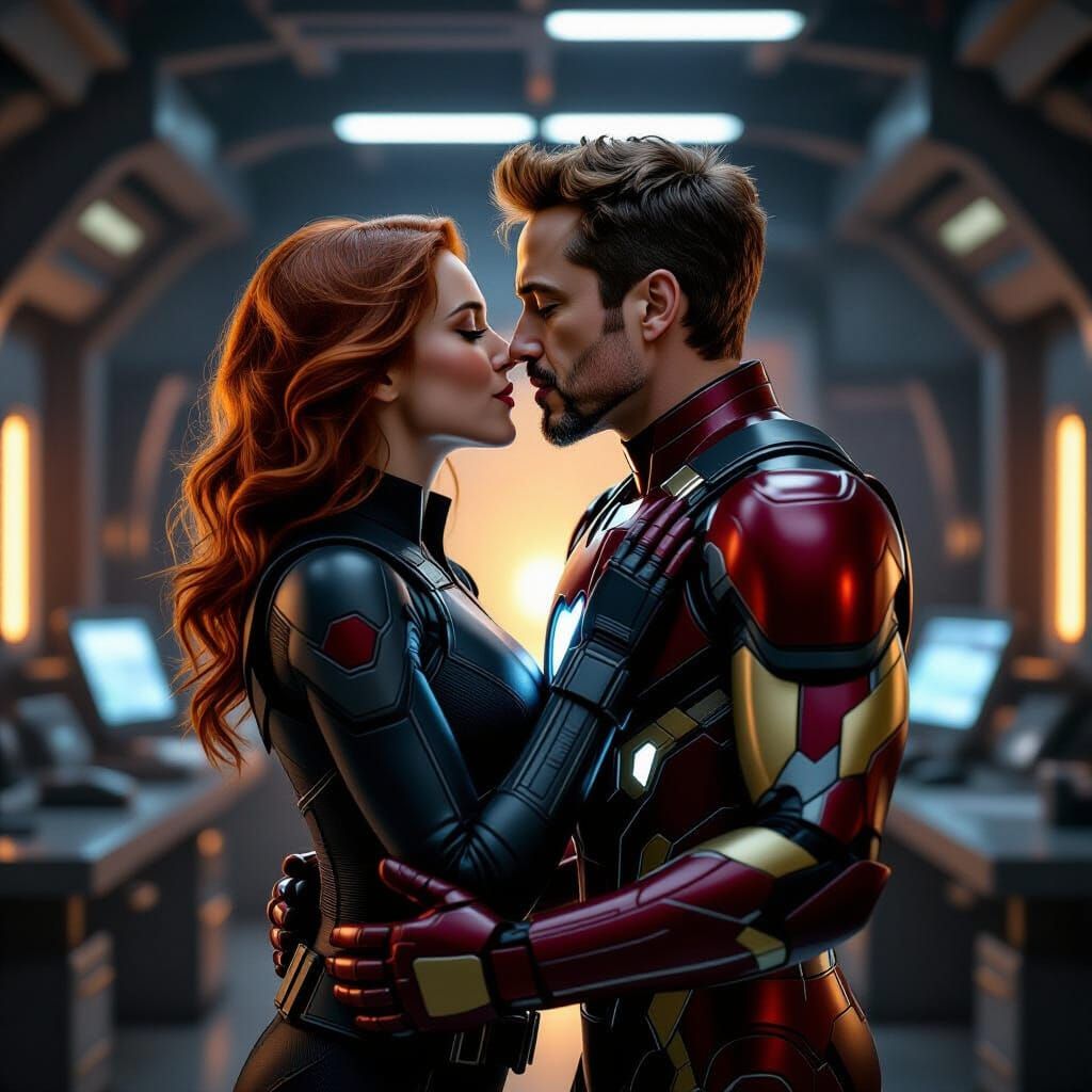 Black Widow and Iron Man's Passionate Cinematic Kiss