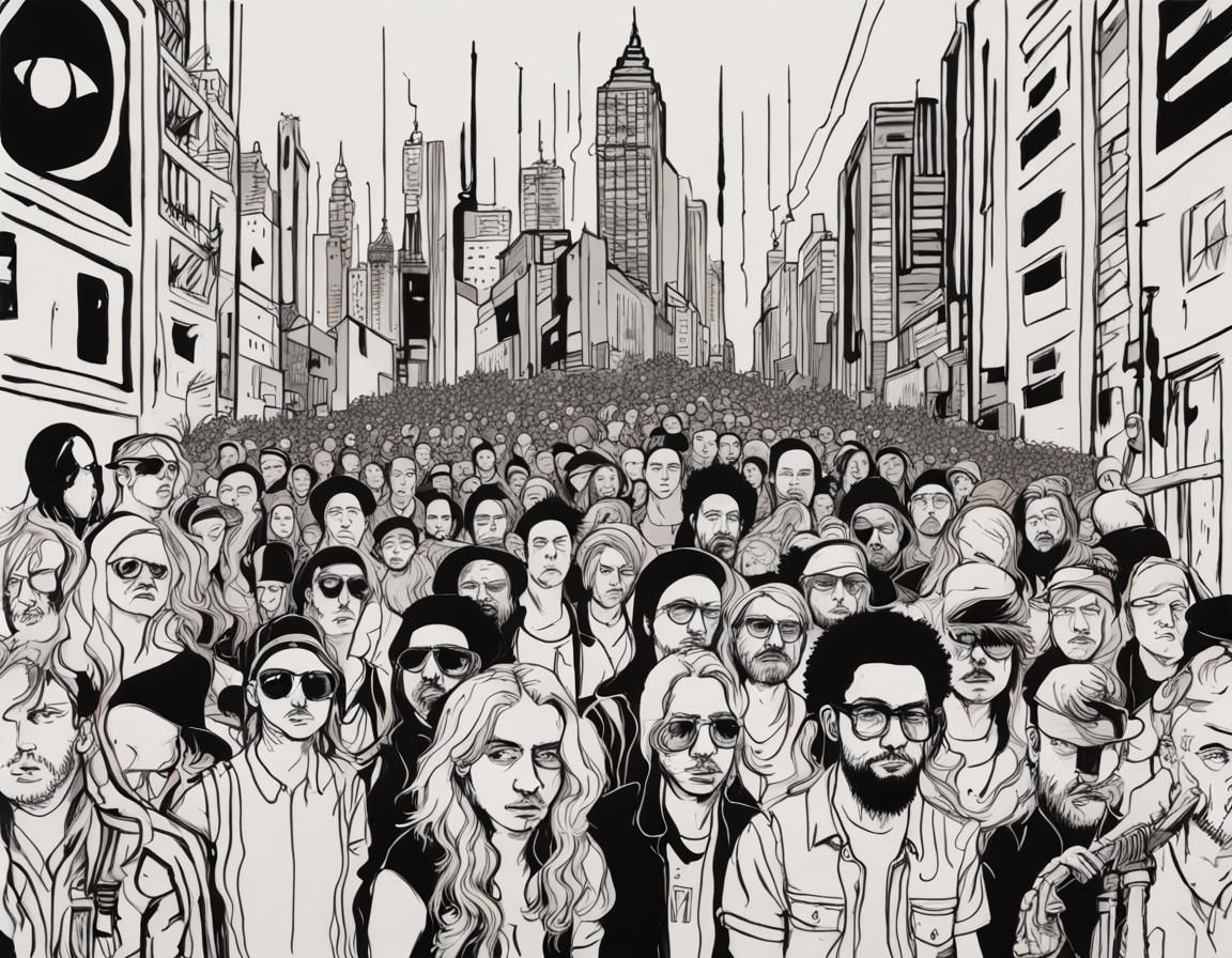 Gritty Revolutionary Art Movement in Line Drawing