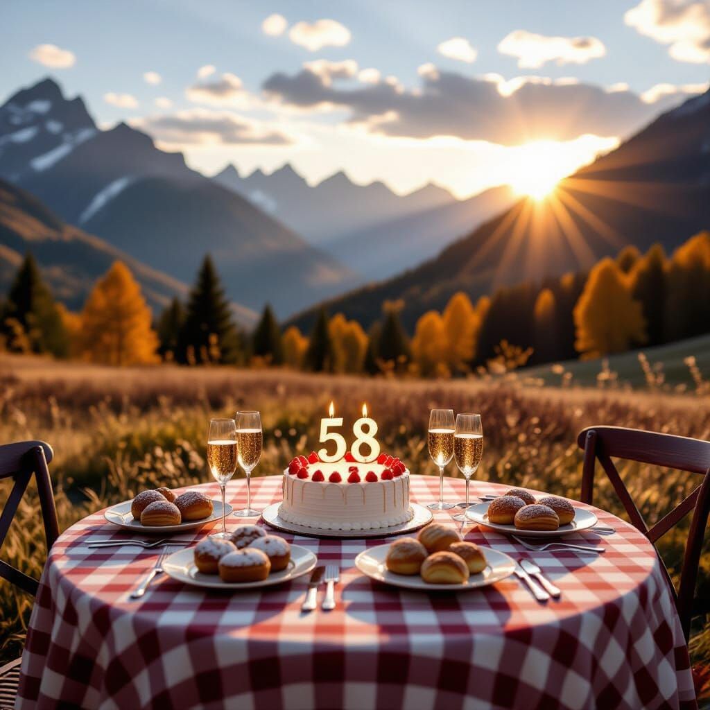 Autumn Meadow Picnic at Sunset