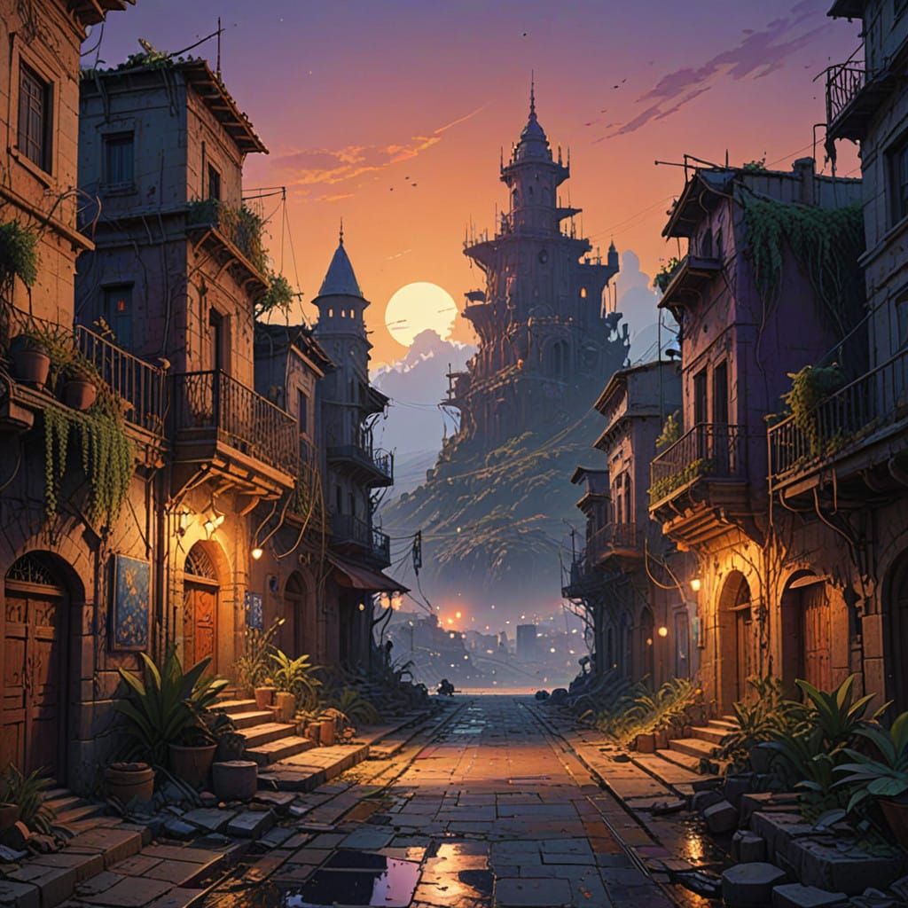 Ancient Israel Fantasy Cityscape at Dusk