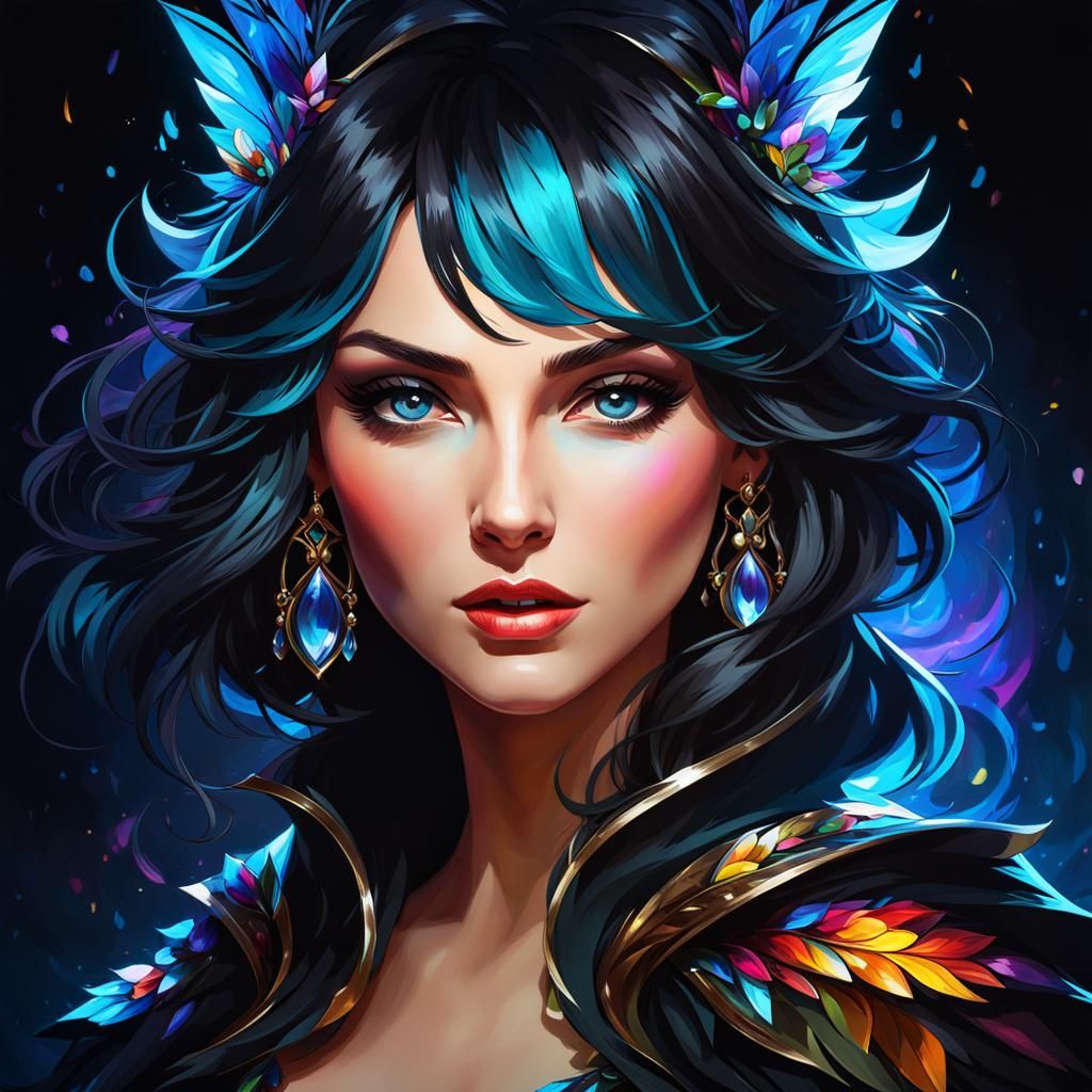 Detailed Changeling Portrait in Art Nouveau Style