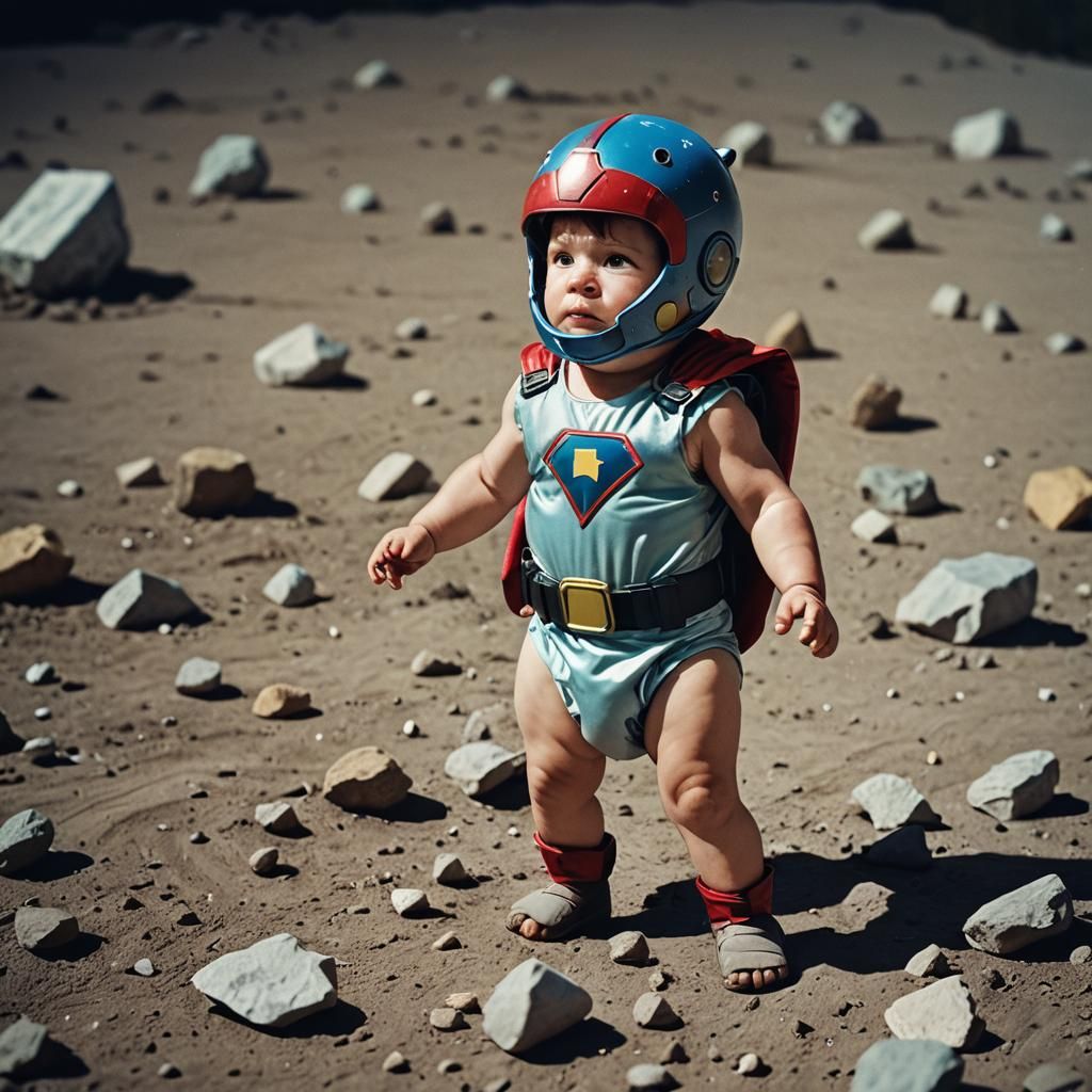 Superhero Diaper Arrives from Space: Cinematic Film Still