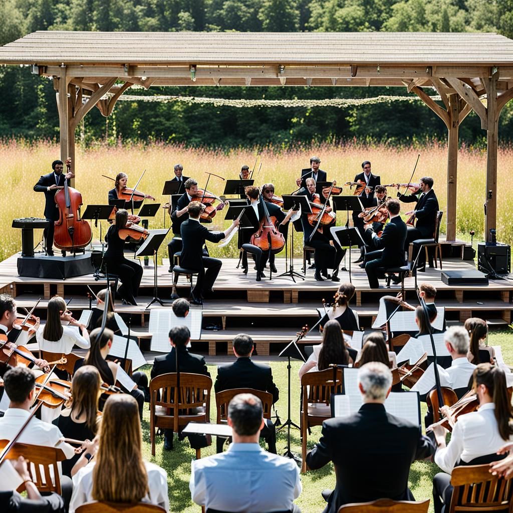 String Orchestra Performance on Outdoor Stage