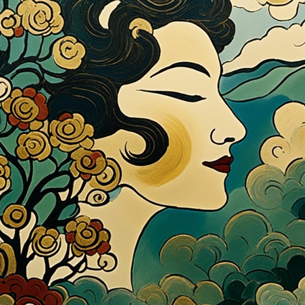 Surreal Woman Blends Into Dreamy Landscape