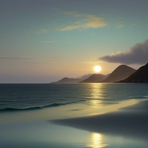 Ethereal Sunset Over Shimmering Water