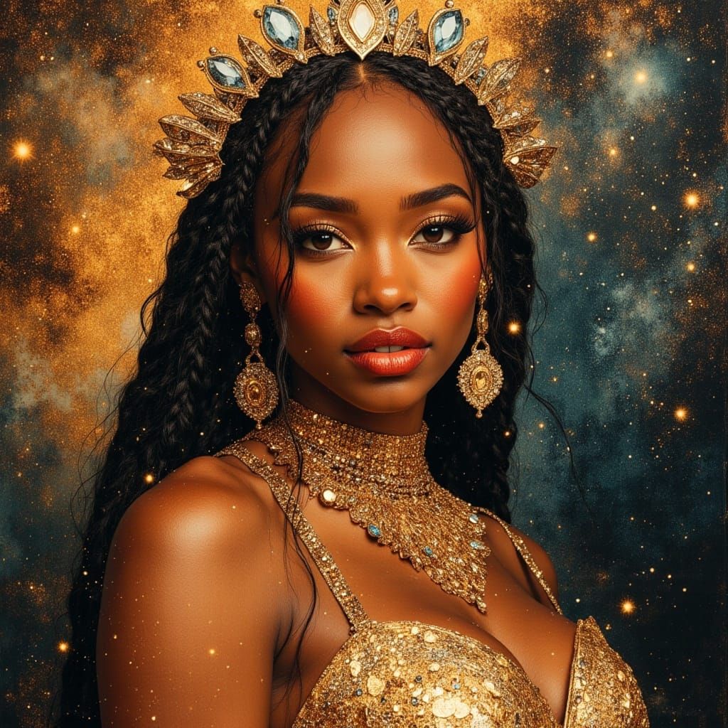 Kelly Rowland as African Goddess Queen in Golden Armor