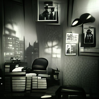 Atmospheric Noir Detective Office Interior
