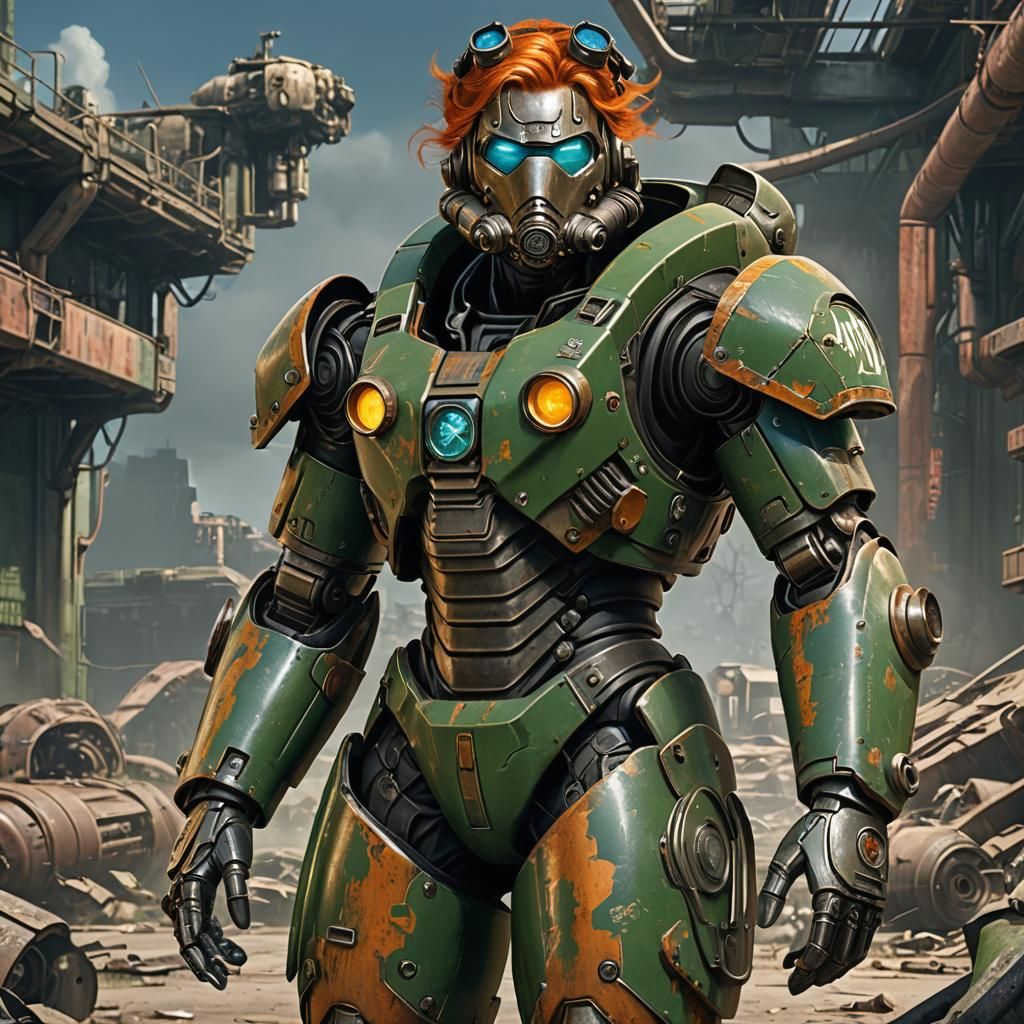 Woman in Fallout Power Armor Digital Art