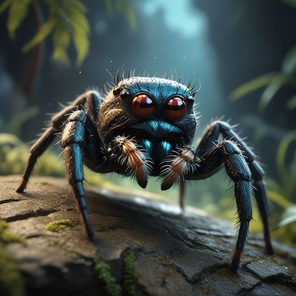 Jumping Spider Day Celebration in Fantasy Art Style