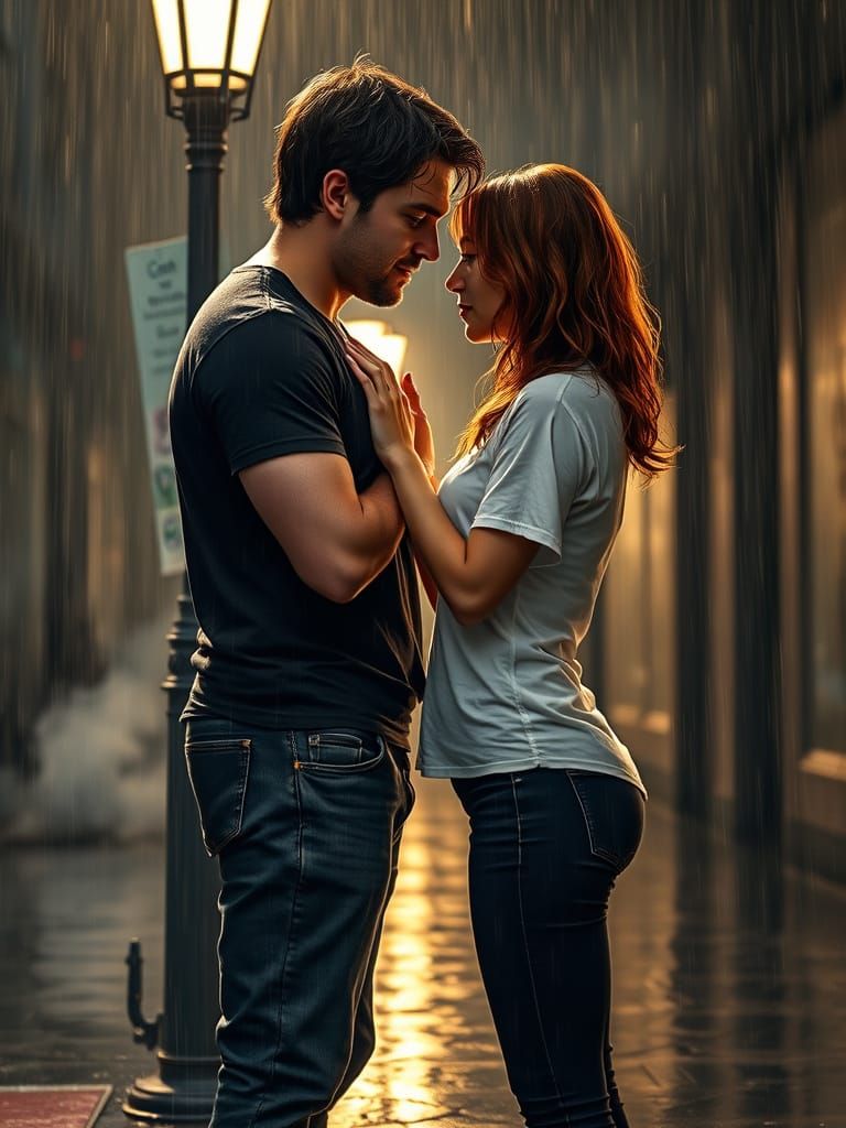 Golden Rain: Cinematic Fantasy Embrace