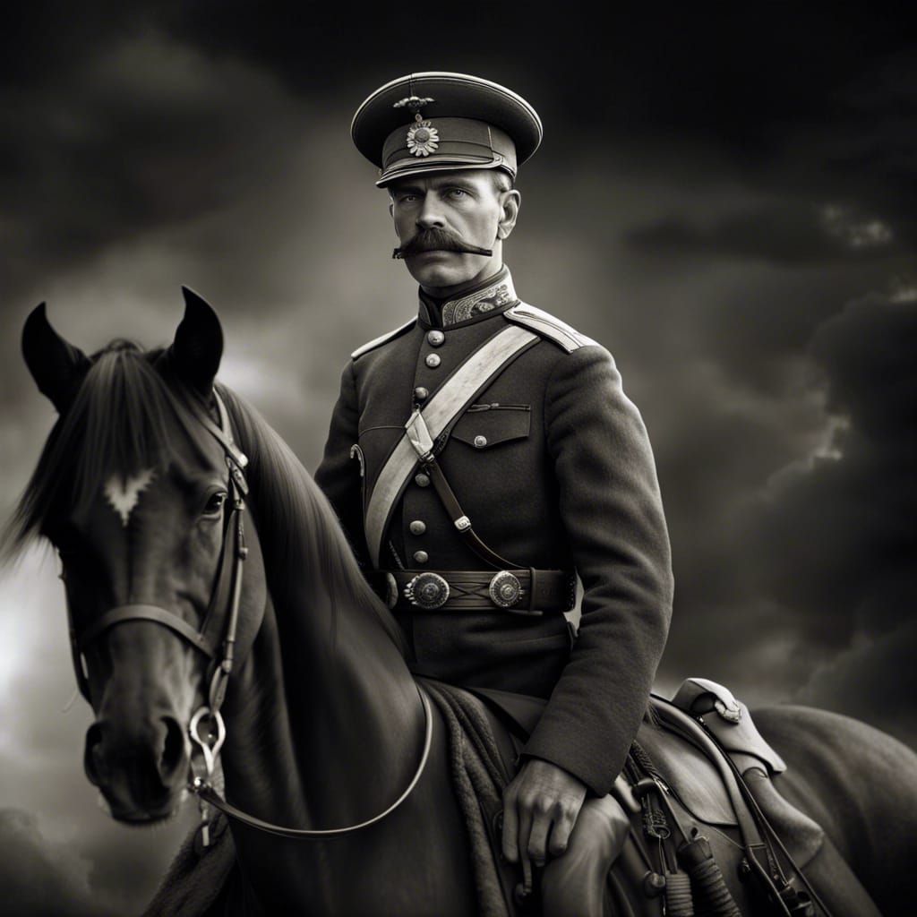 WWI Russian Officer on Horseback in Hyperrealism