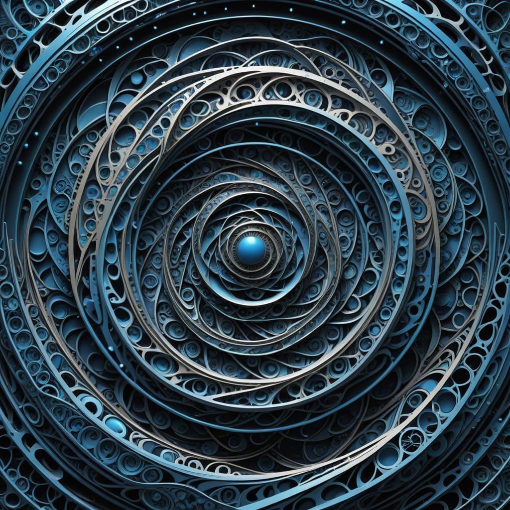 Electric Blue Fractal Vortex in 3D Shading