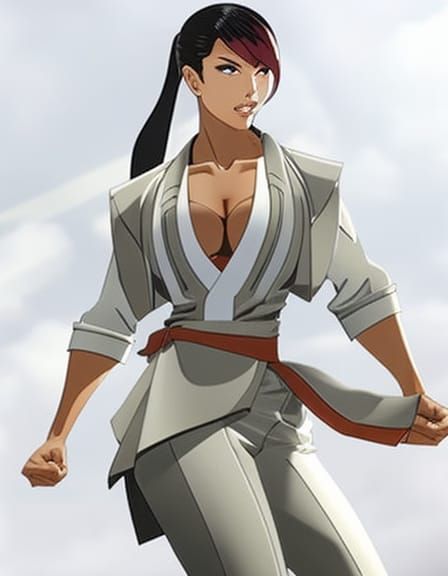 Anime-Style Portrait of a Female Muscle Competitor