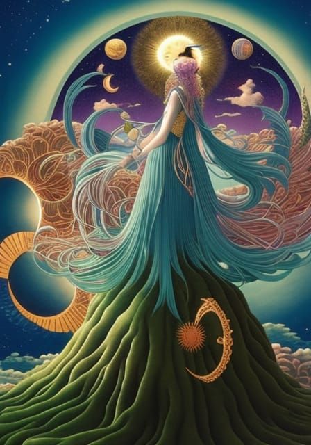 Surreal Sun and Moon Chair Fairytale, Detailed Art