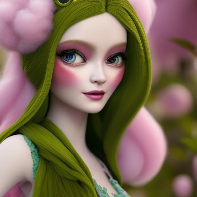 Cotton Candy Woman Portrait in Fantastical 3D Style