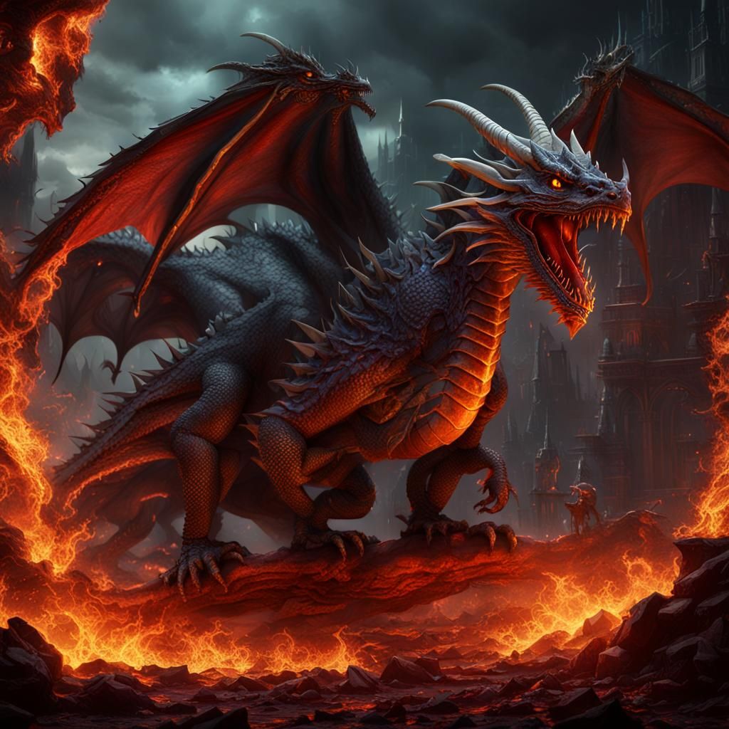 Dragons in Hell: Detailed Fantasy Concept Art