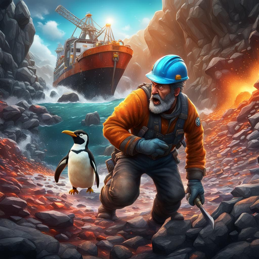 Miner Willy's Penguin Predicament: Detailed Matte Painting
