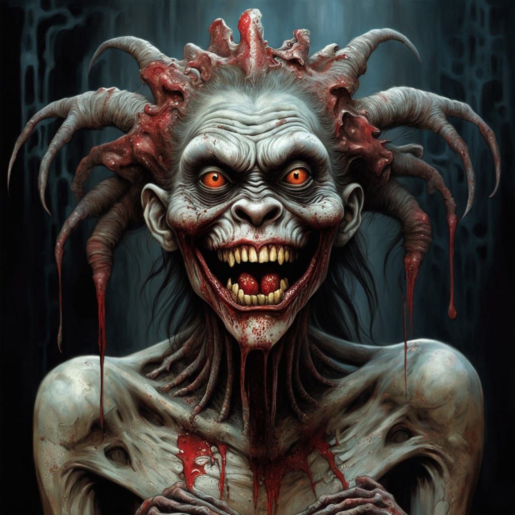 Grotesque Female Zombie Monkey Monster Clown