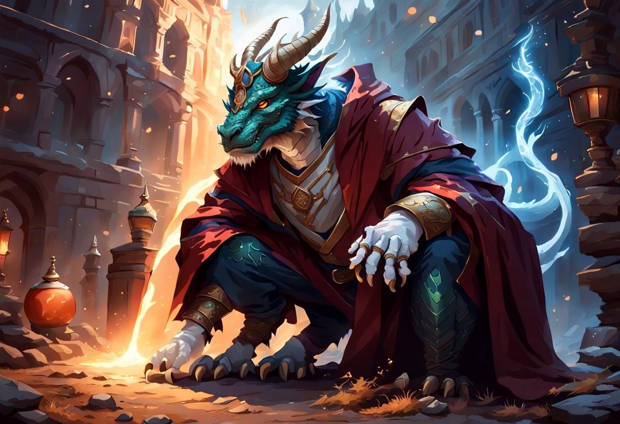 Red Dragon Wizard in Ancient City